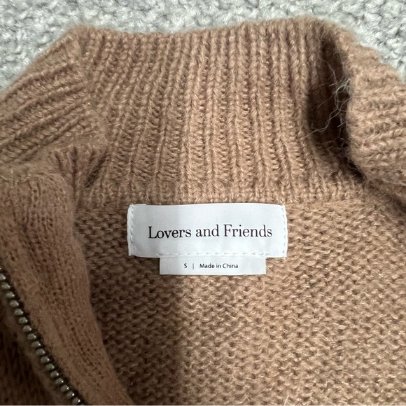 Lovers and Friends Dress Womens Small Camel Tan Anthea Sweater Long Sleeve Zip - Picture 4 of 7